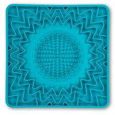 Messy Mutts Silicone Interactive Lick Bowl City Pattern, Blue