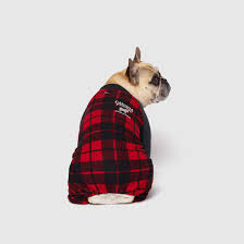 Canada Pooch Frosty Fleece Sweatsuit, Red Plaid, Size 14