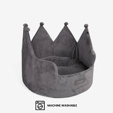 Nandog Prive Large Crown Dog Bed, Dark Grey
