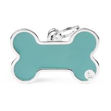 MyFamily Basic Handmade XL Bone ID Tag, Light Blue