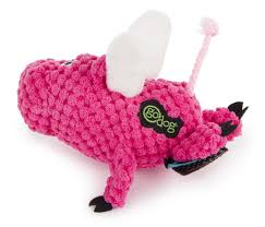 GoDog Checkers Just for Me Flying Pig Squeaky Plush Dog Toy