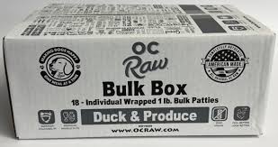 OC Raw Duck & Produce Patties Bulk Box, 18lbs