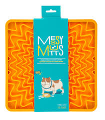 Messy Mutts Framed Silicone Interactive Licking Mat 10" x 10" Orange