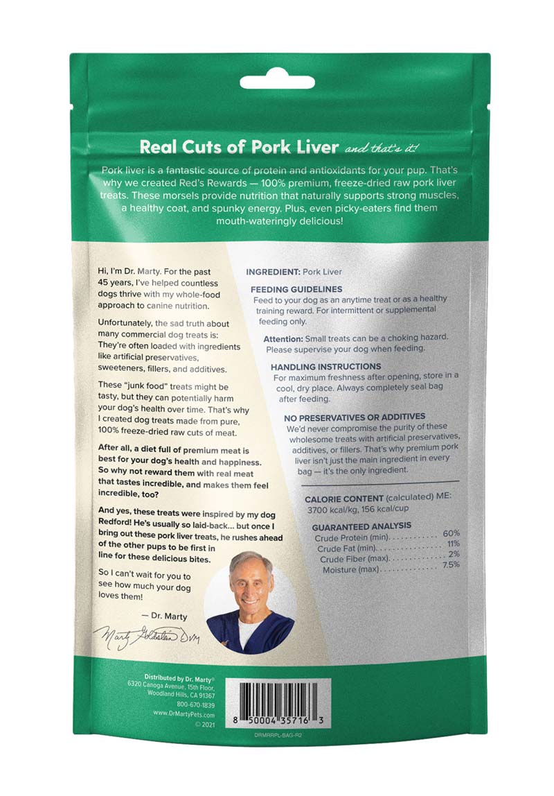 Dr. Marty Freeze-Dried Reds Rewards Pork Liver Treat, 4oz