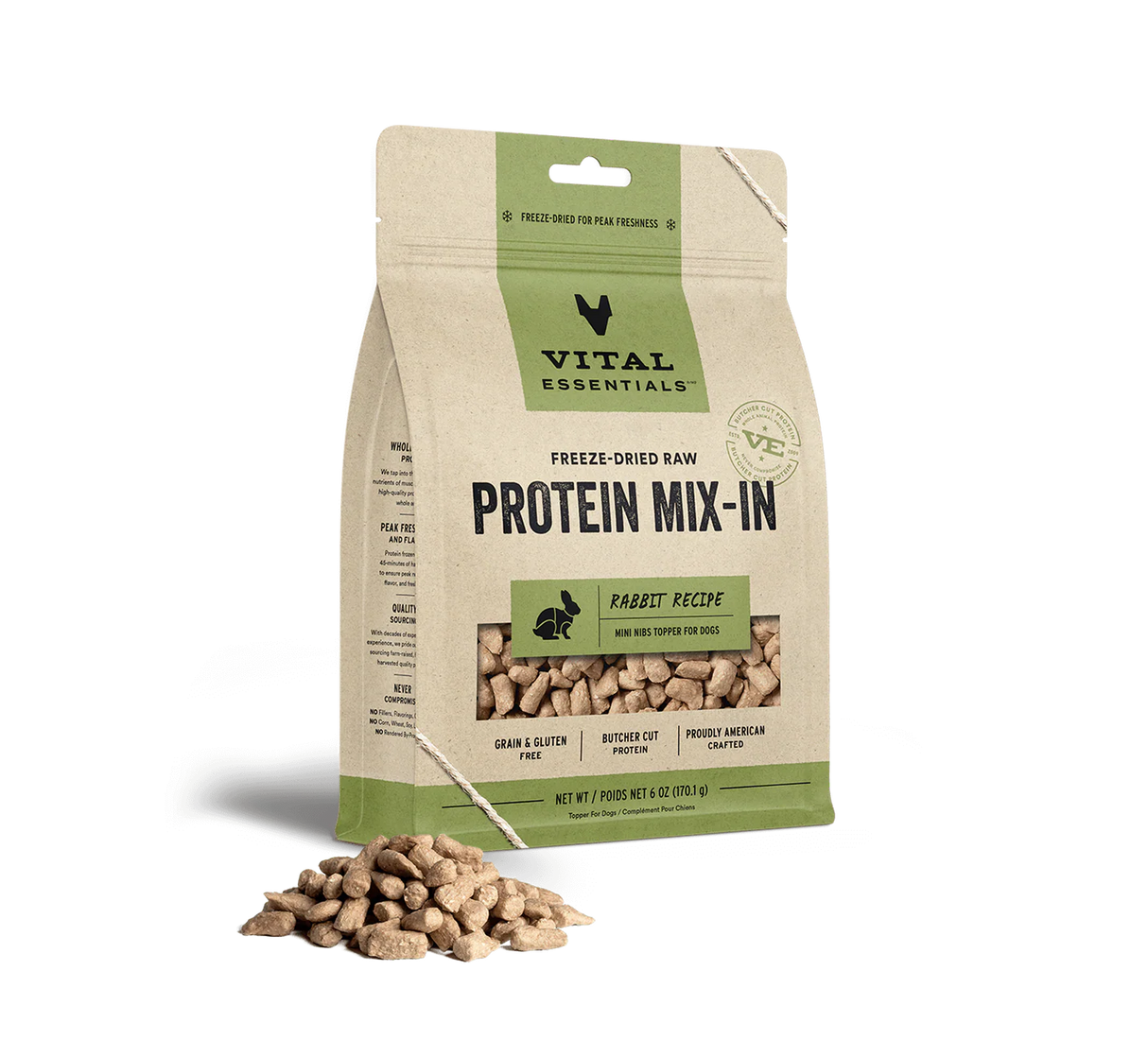 Vital Essentials Freeze-Dried Raw Protein Mix-In Rabbit Mini Nibs, 6oz