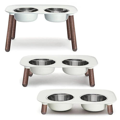 Messy Mutts Elevated Feeder Grey Wood