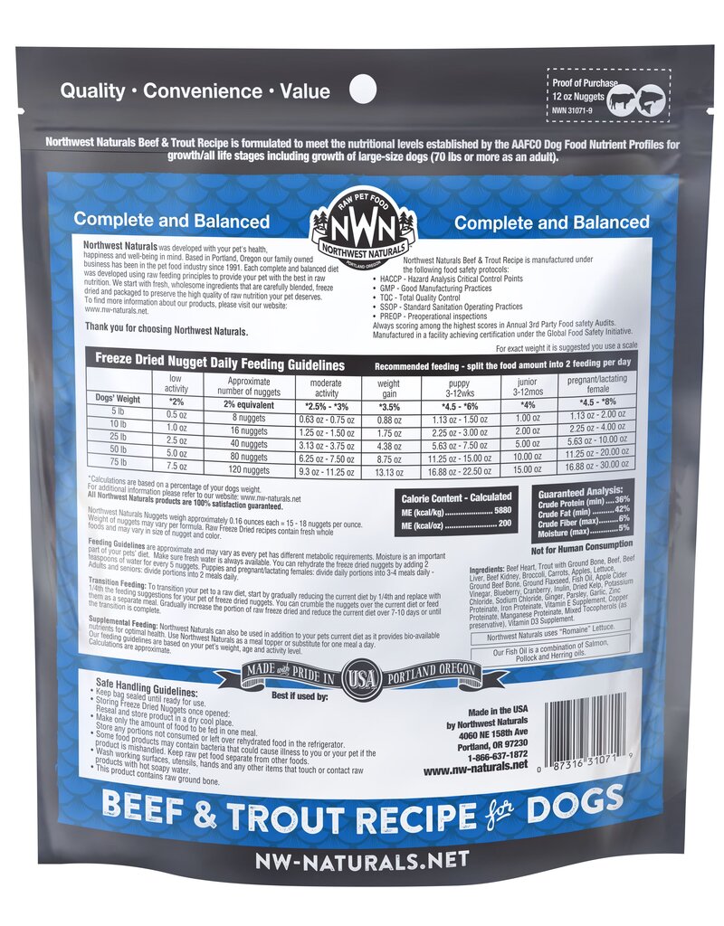 Northwest Naturals Freeze-Dried Beef & Trout, 12oz
