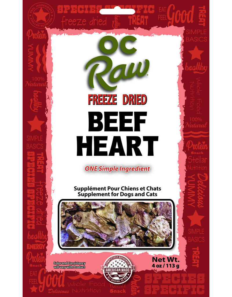 OC Raw Freeze Dried Beef Hearts, 4oz