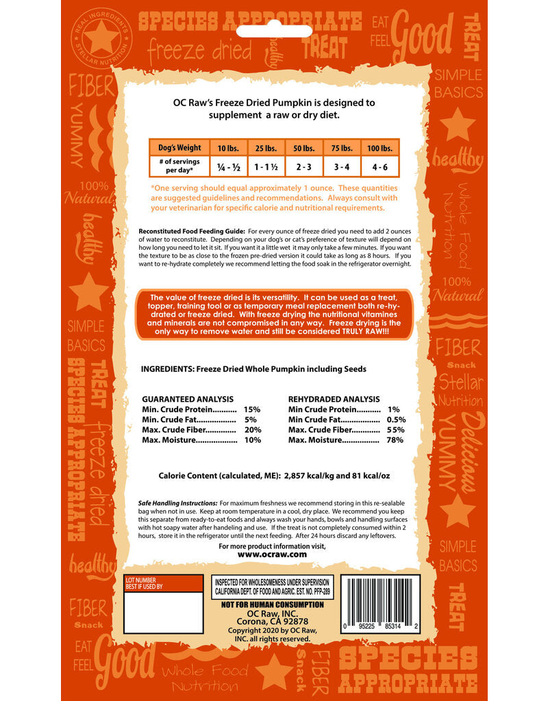 OC Raw Freeze Dried Pumpkin Rox, 5.5oz
