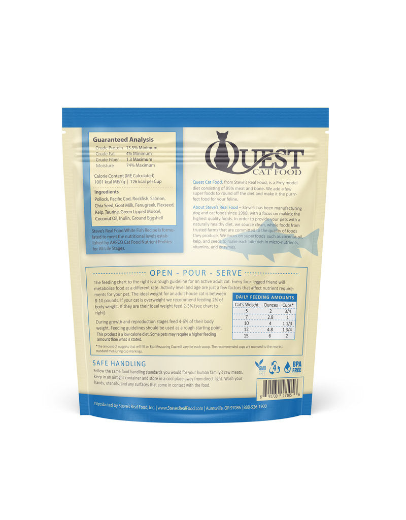 Steve's Real Food Quest Frozen Cat Nuggets Whitefish, 2lbs