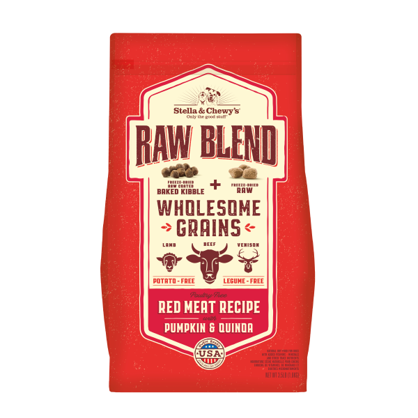 Stella & Chewys Wholesome Grain Raw Blend Kibble Red Meat, 3.5lbs