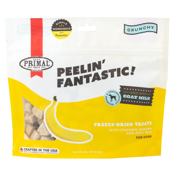 Primal Freeze Dried Chicken & Banana Dog Treats with Goat Milk, Peelin Fantasic Training Natural Treats Dogs, 2 oz