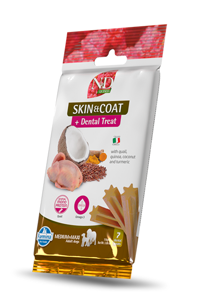 Farmina N&D Quinoa Skin & Coat Quail Dental Treat Med/Maxi, 100g
