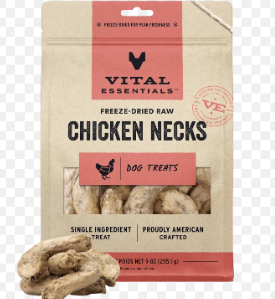 Vital Essentials Freeze Dried Chicken Necks Dog Treats, 9oz