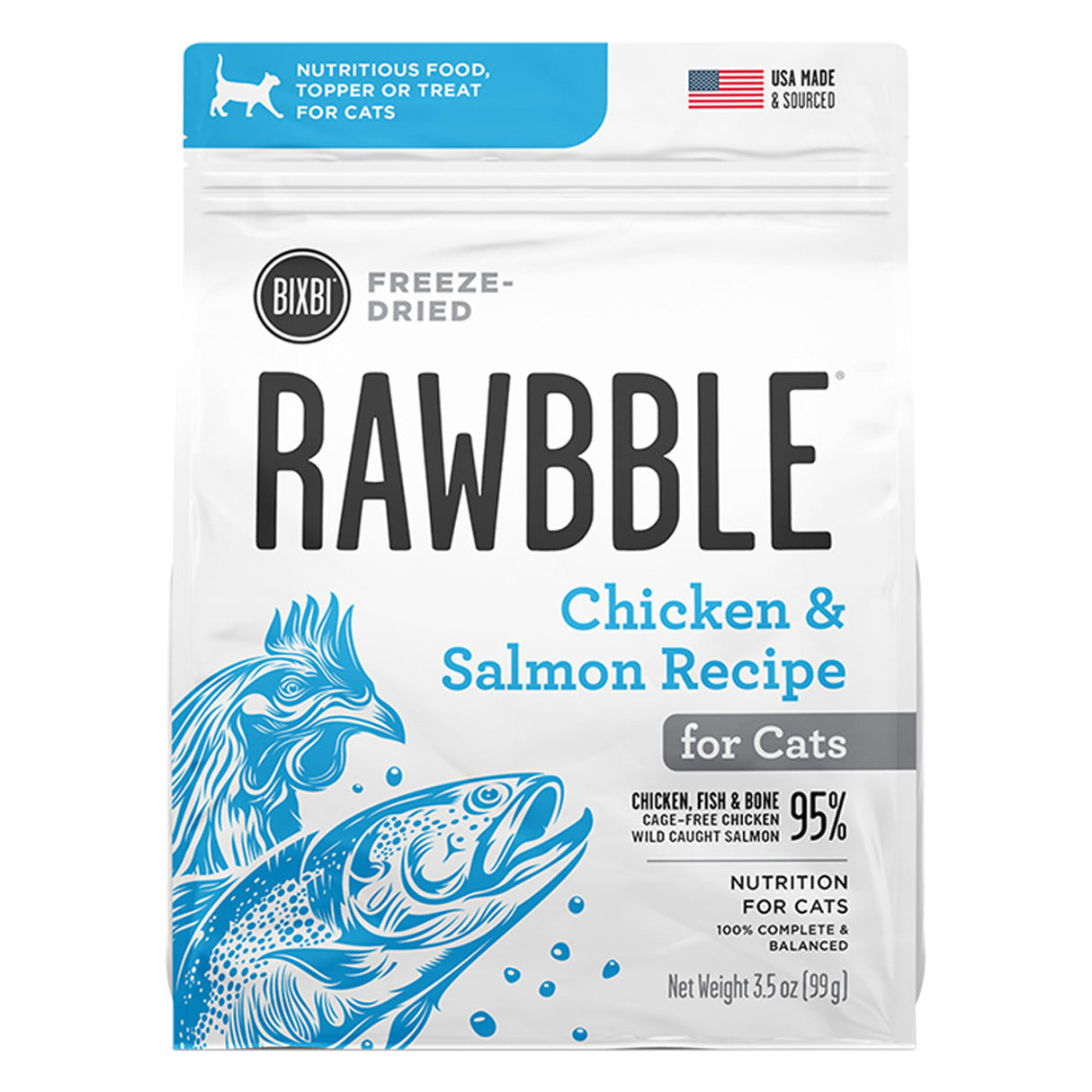 Bixbi Rawbble Cat Freeze Dried Chicken & Salmon, 3.5oz