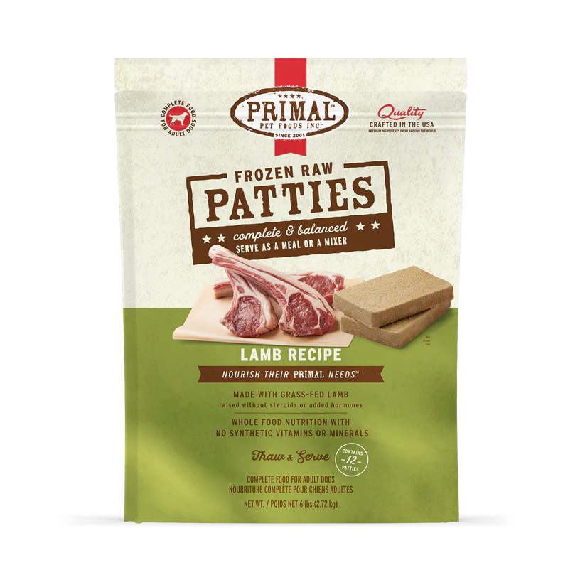 Primal Dog Frozen Lamb Patties, 6lb