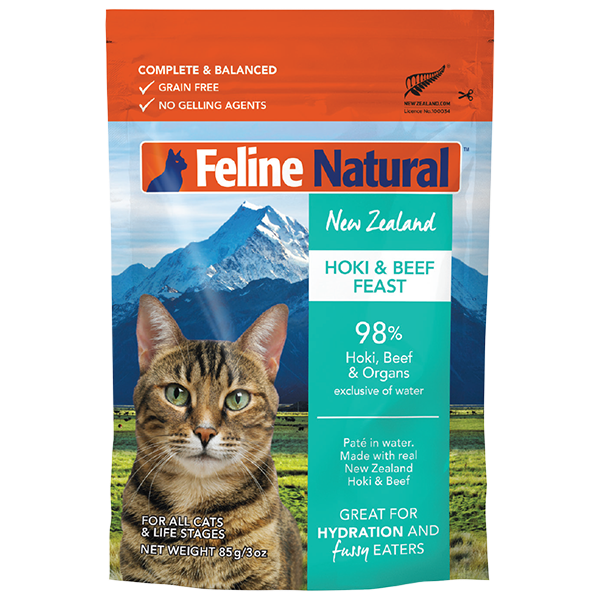 K9 Natural Feline Natural GF Hoki & Beef Pouch, 3oz