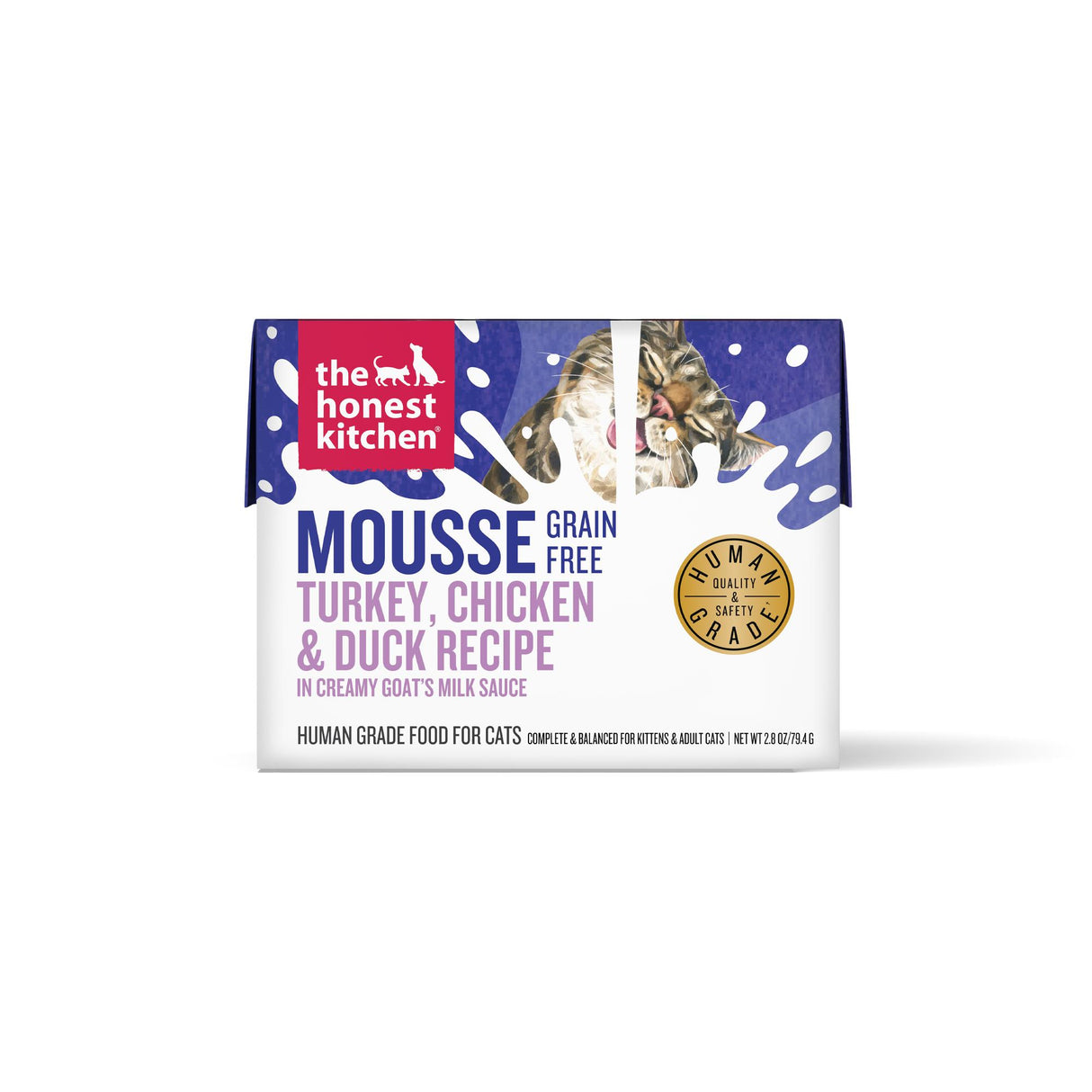 Honest Kitchen Cat GF Turkey, Chicken & Duck Mousse in Goat's Milk, 2.8oz