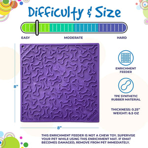 SodaPup TPE eMat Enrichment Lick Mat, Purple Bones, Large 8"