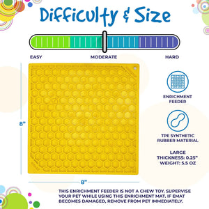 SodaPup TPE eMat Enrichment Lick Mat Honeycomb Yellow, 8"