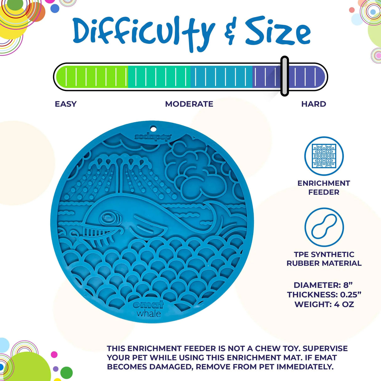 SodaPup eMat Enrichment Lick Mat Blue Whale with Suction Cups, 8"