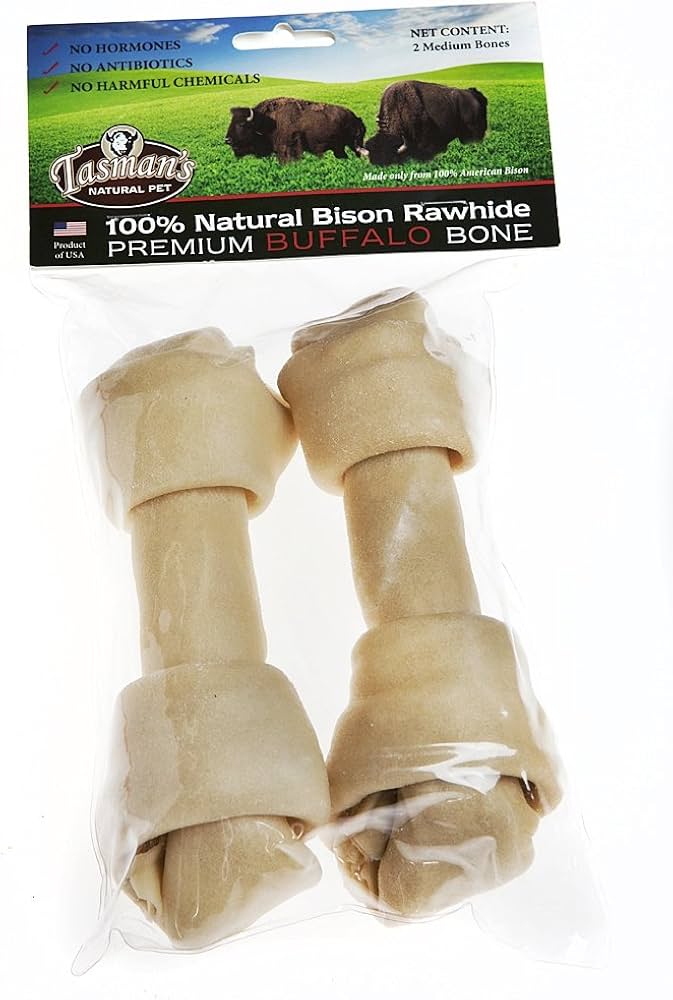 Tasmans Natural Bison Rawhide Bone, M
