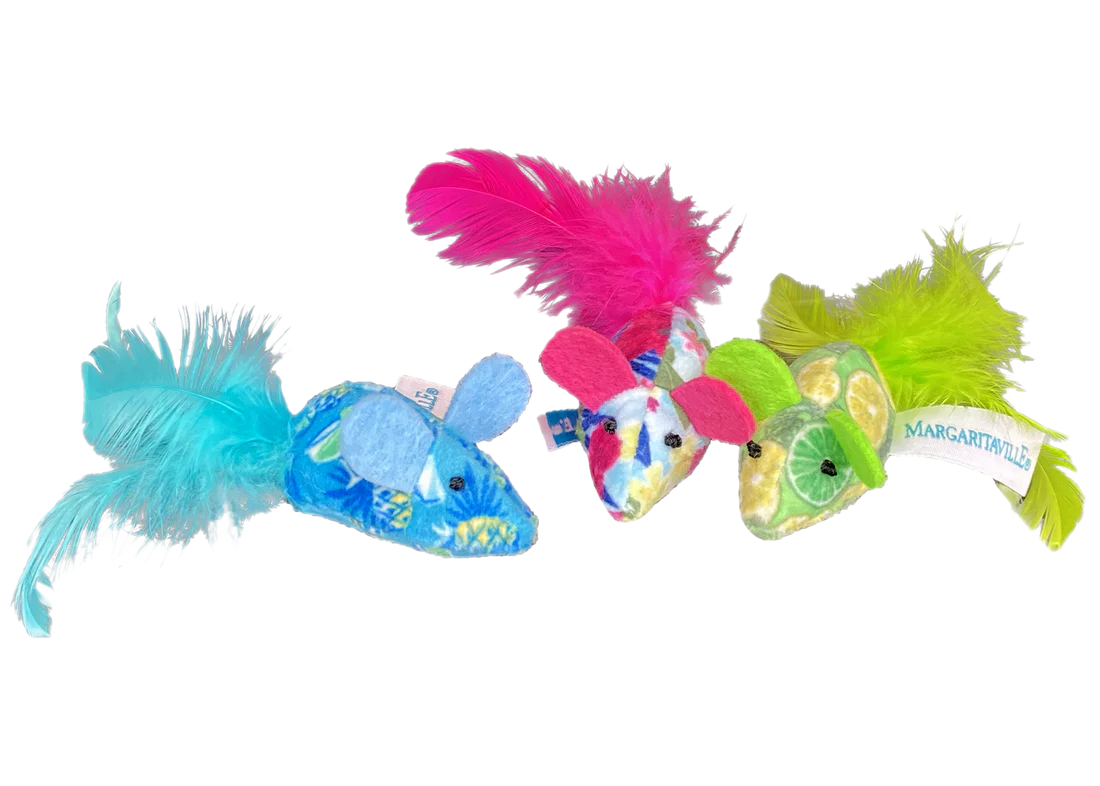 Multipet Margaritaville Mice Cat Toy 3pk, 6.5in