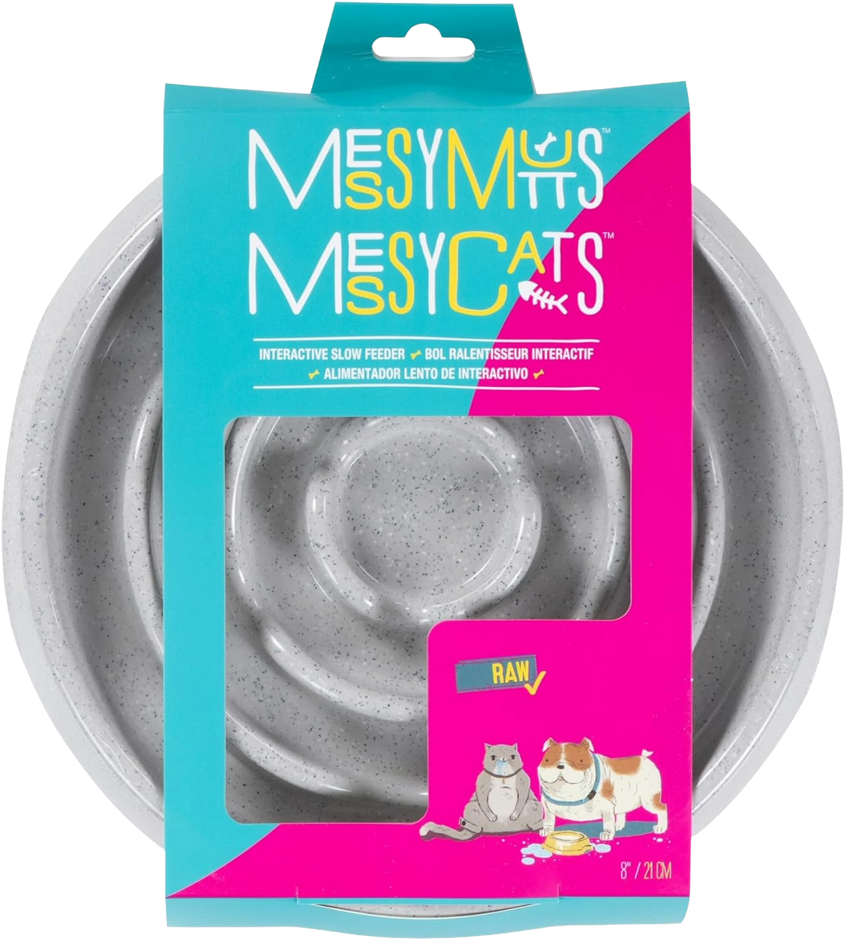 Messy Mutts Slow Feeder Speckled Grey, 1.75 Cup