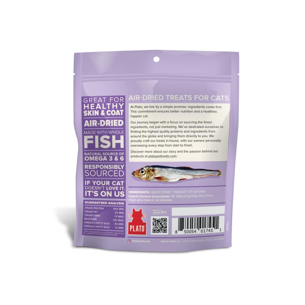 Plato Cat GF Air Dried Treats Whole Fish Baltic Sprat, 2.5oz
