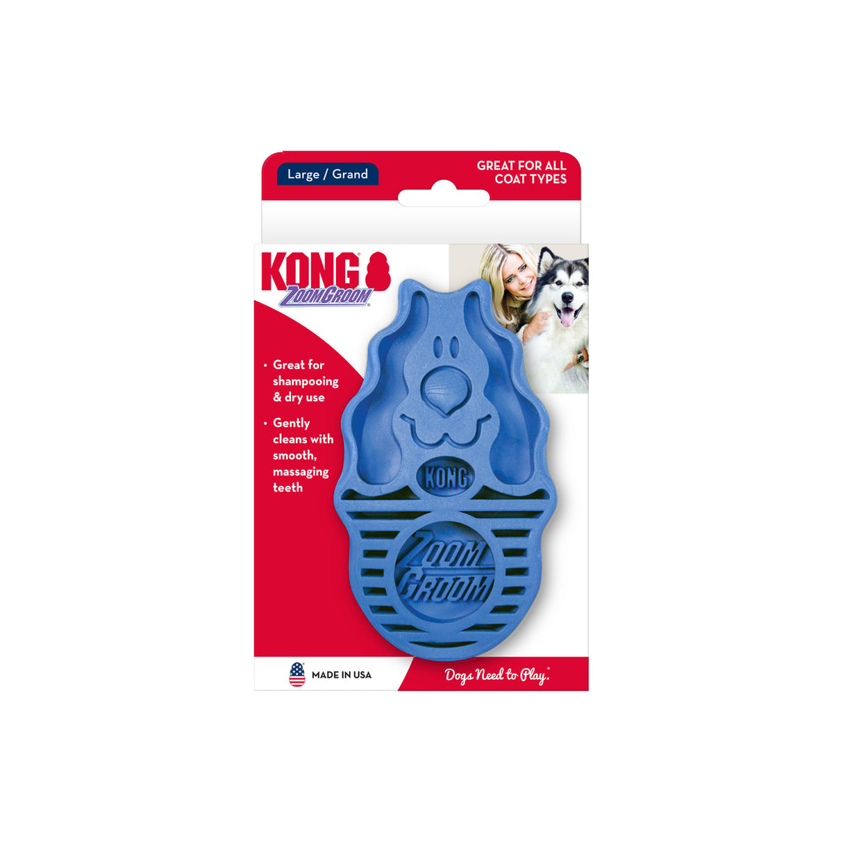 Kong ZoomGroom Brush, Boysenberry, L