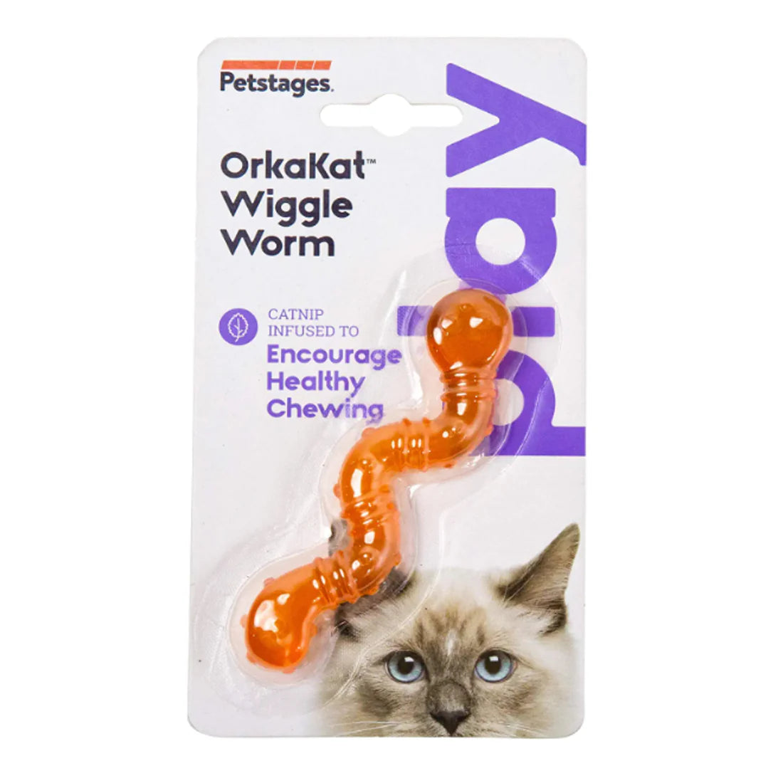 PetStages Orkakat Wiggle Worm Dental Catnip Cat Chew Toy