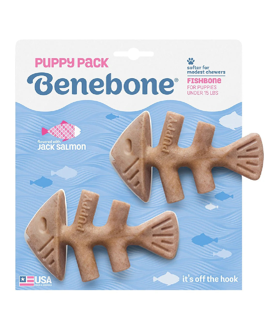Benebone Puppy Duo Jack Salmon, Sm