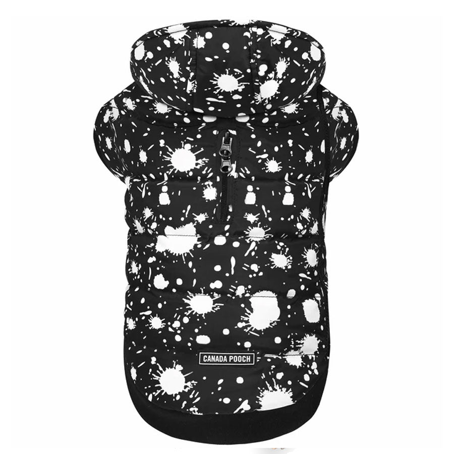 Canada Pooch Glow in the Dark with Black Splatter Prism Puffer