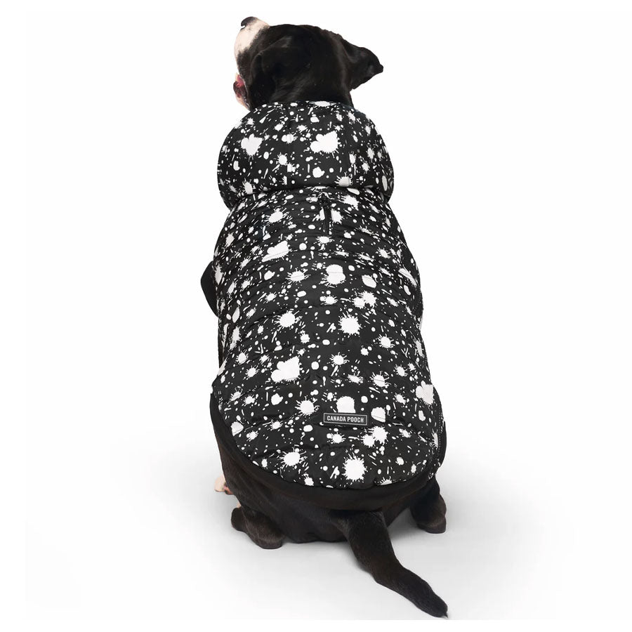 Canada Pooch Glow in the Dark with Black Splatter Prism Puffer