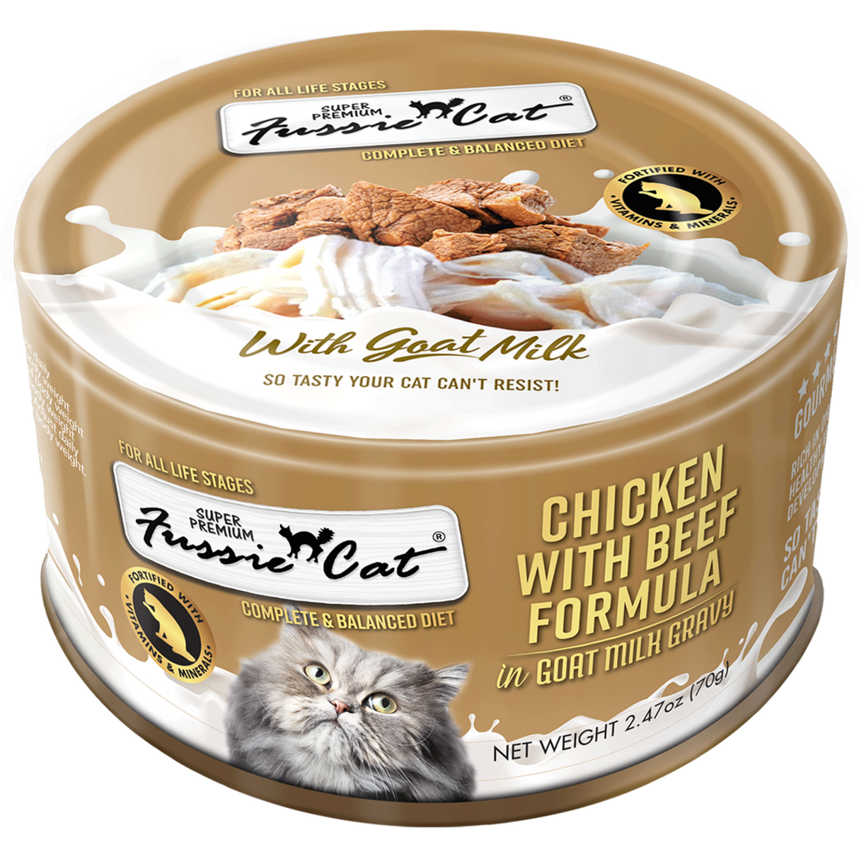 Fussie Cat Super Premium Chicken with Beef in Goat Milk, 2.47oz