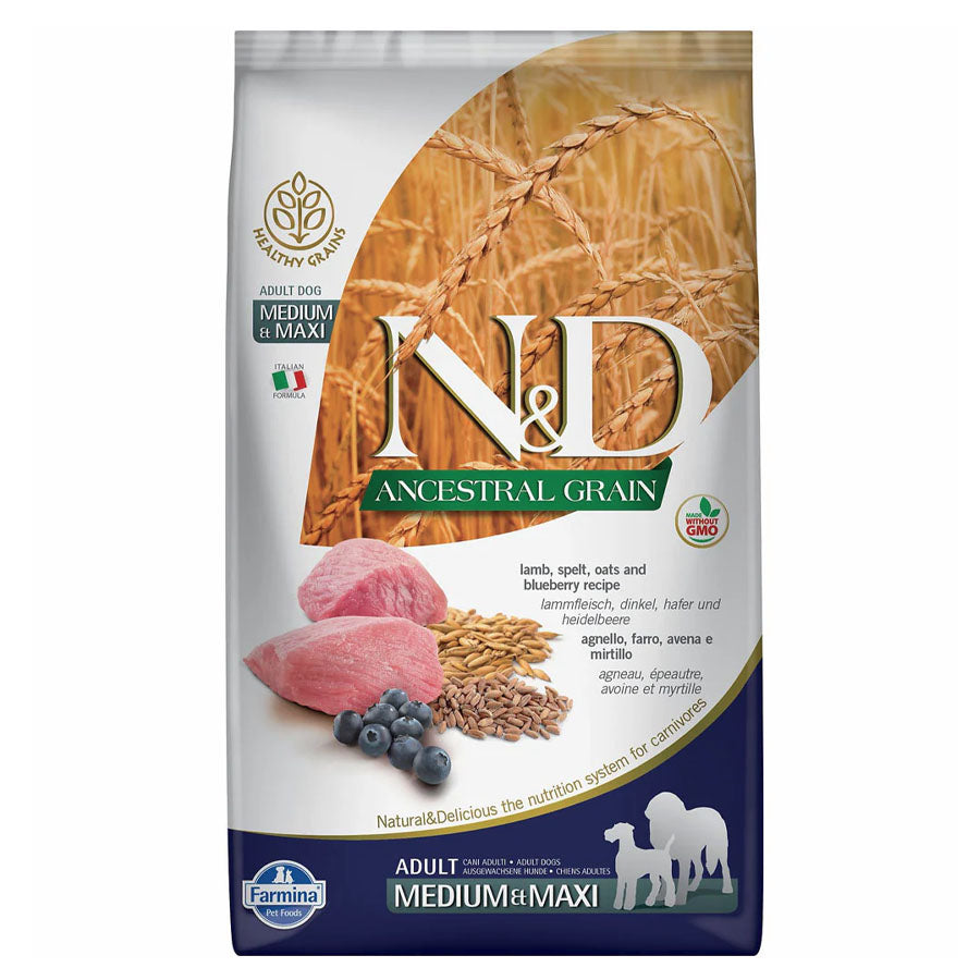 Farmina N&D Lamb Blueberry Ancestral Grain Dog Food, 26.4lbs