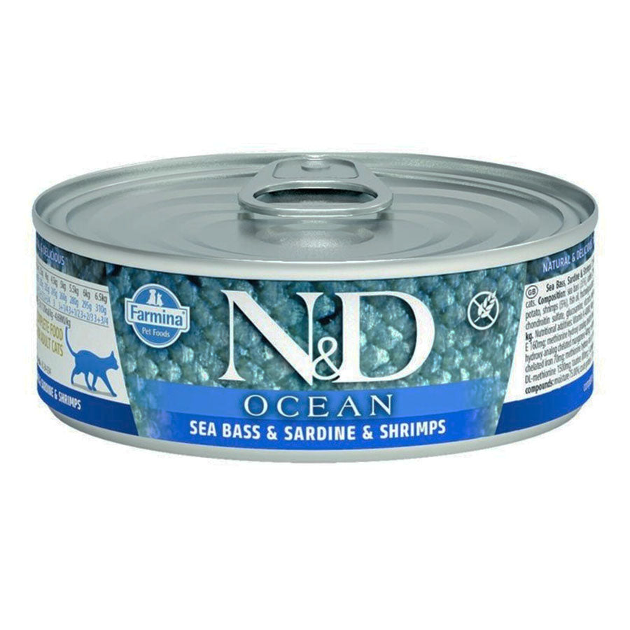 Farmina N&D Ocean Sea Bass, Sardine, Shrimp Canned Cat Food, 2.8oz