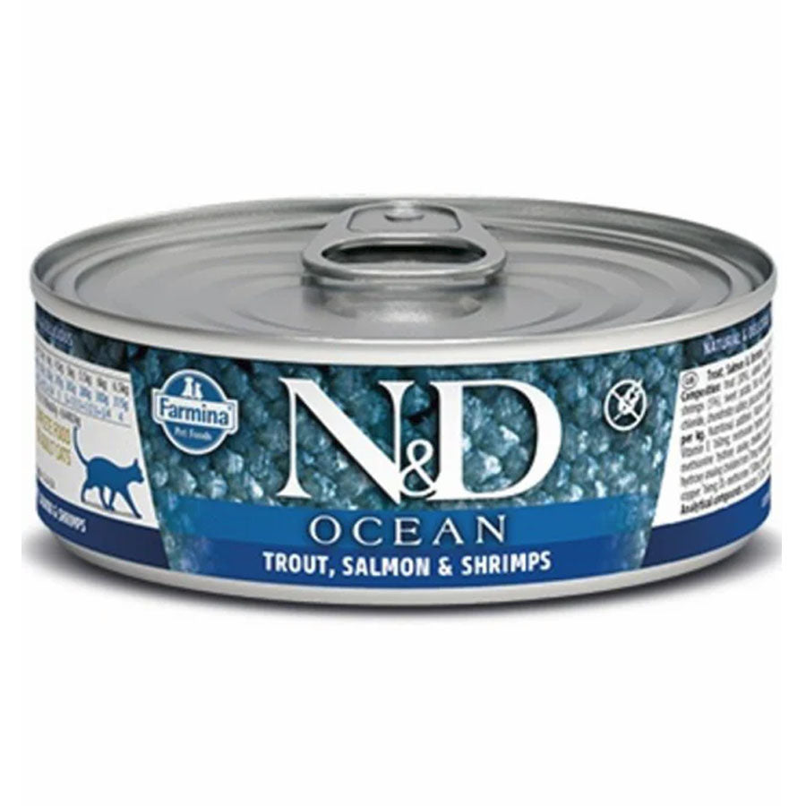 Farmina N&D Ocean Trout, Salmon, Shrimp Canned Cat Food, 2.8oz