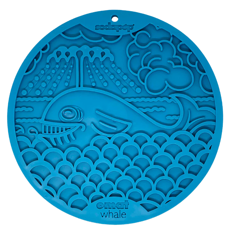 SodaPup eMat Enrichment Lick Mat Blue Whale with Suction Cups, 8"