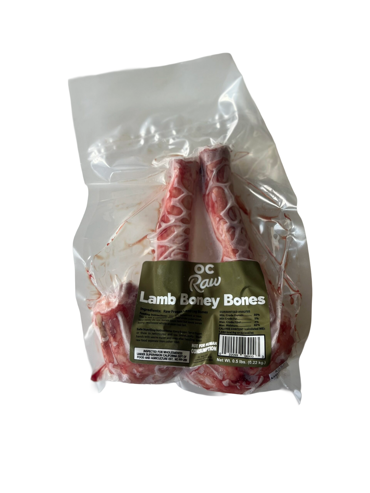 OC Raw Frozen Lamb Boney Bones, .5lbs