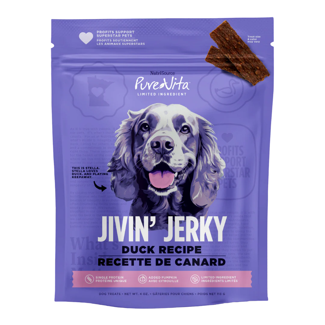 Pure Vita Jivin' Jerky Duck Treats, 4oz
