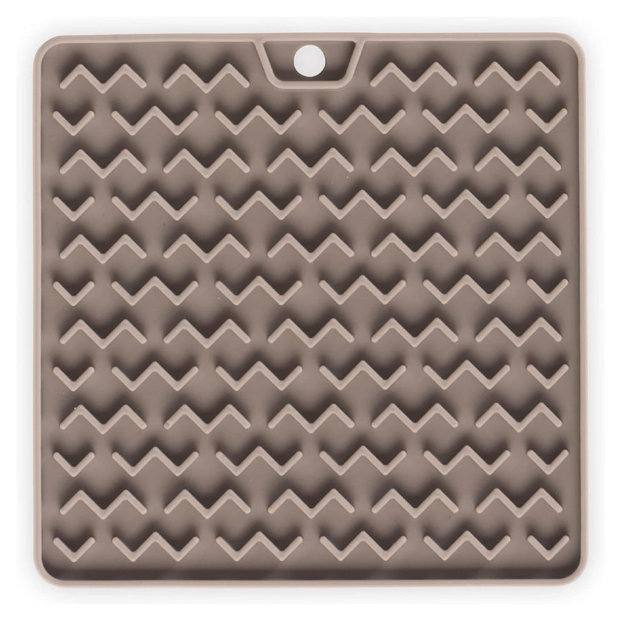Messy Cats Silicone Reversible Interactive Feeding and Licking Mat, 5.5" x 5.5", Grey