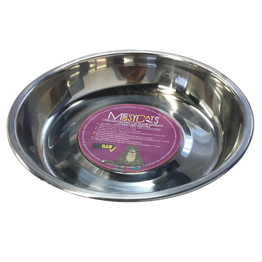 Messy Cats Stainless Saucer Shaped Bowl