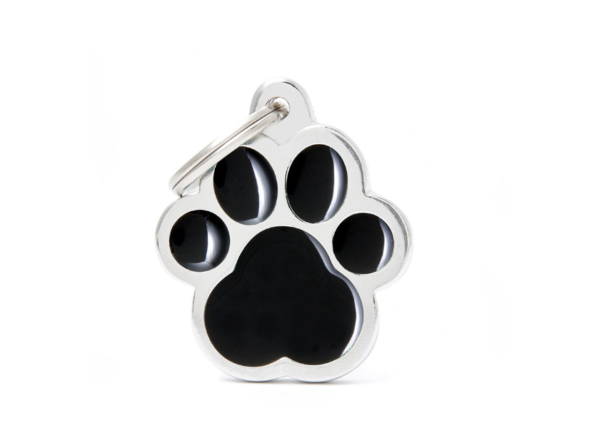 MyFamily Classic Big Pawprint ID Tag, Black