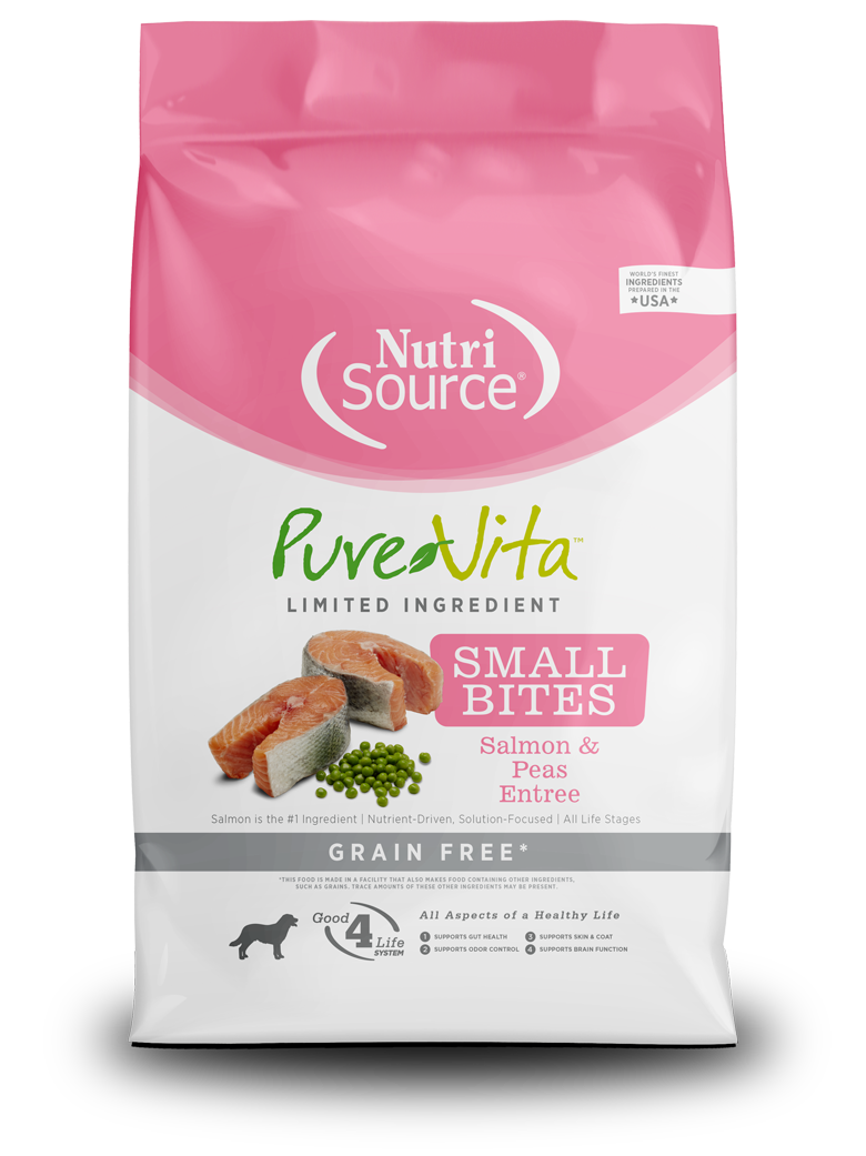 Pure Vita Grain Free Small Bites Salmon & Pea Dog Food, 4lbs