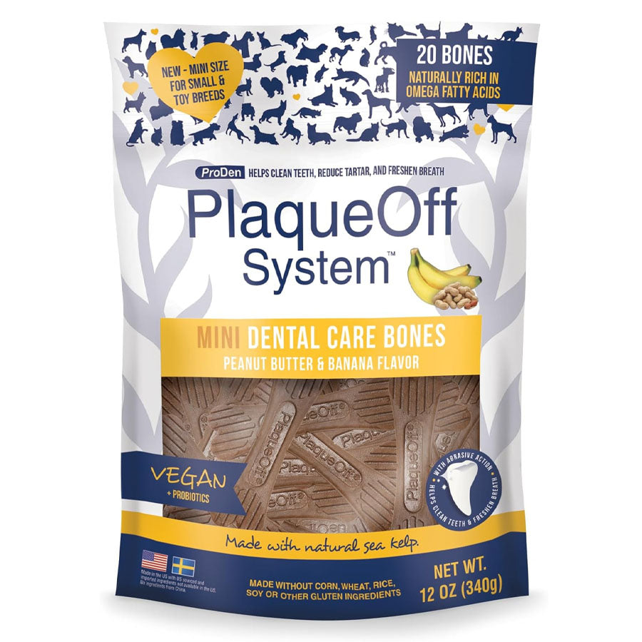 PlaqueOff MINI Dental Care Bones - Peanut Butter & Banana