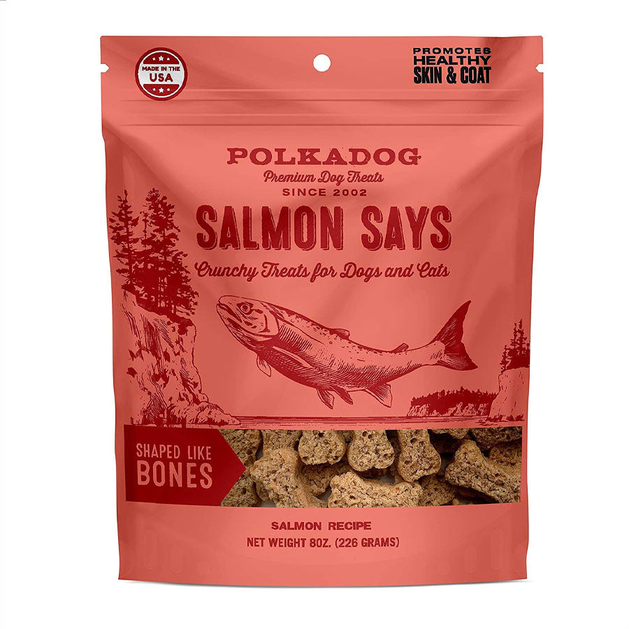 Polkadog Salmon Says Bone Shaped, 8oz