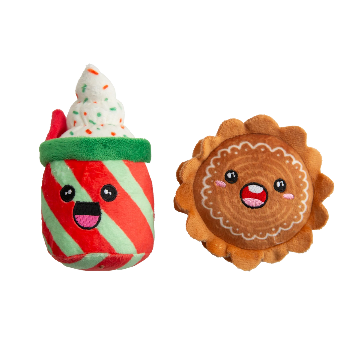 SnugArooz Holiday SnugBuddies (Latte & Treat) Plush Dog Toy, 2pk