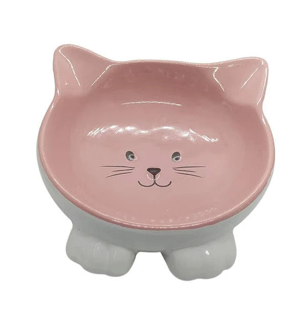 Thoozy Cat Face Ceramic Bowl, Pink