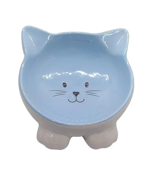 Thoozy Cat Face Ceramic Bowl, Blue
